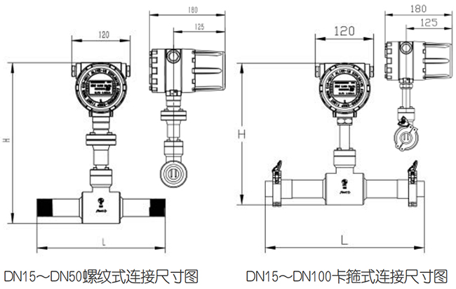管道式氫氣計(jì)量表尺寸圖一