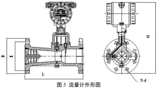 溫壓補償型旋進(jìn)旋渦流量計外形圖